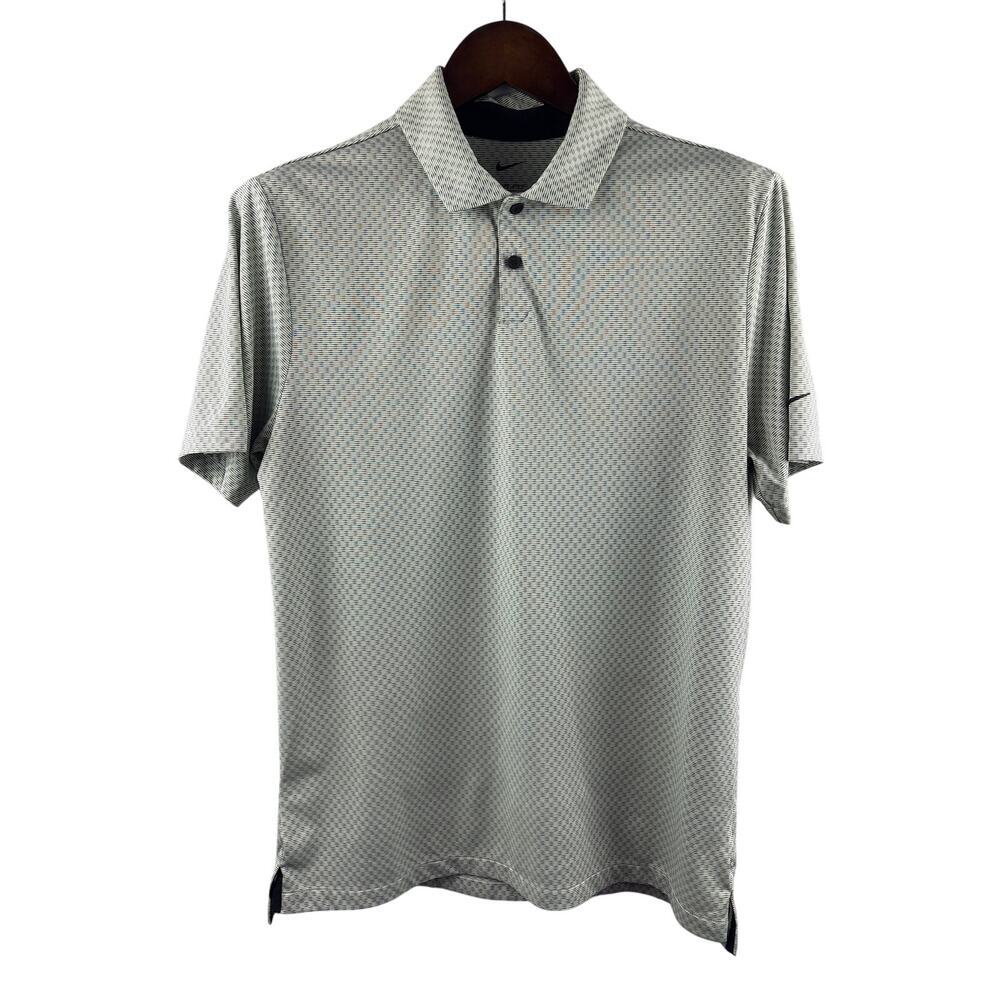 Men’s Nike Medium Green & Black Patterned 3/4 Button Dri-Fit Shirt